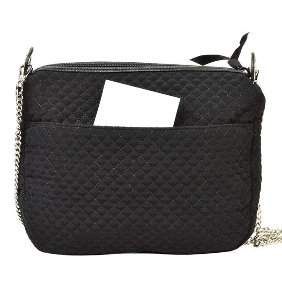 Vera Bradley Black Quilted Crossbody Chain Strap w/Leather Trim Nice - Picture 7 of 12